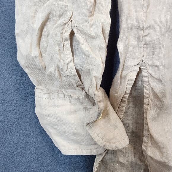 Anthropologie Maeve Womens Top Small Beige Linen Button Up Lagenlook Capsule - Picture 13 of 15